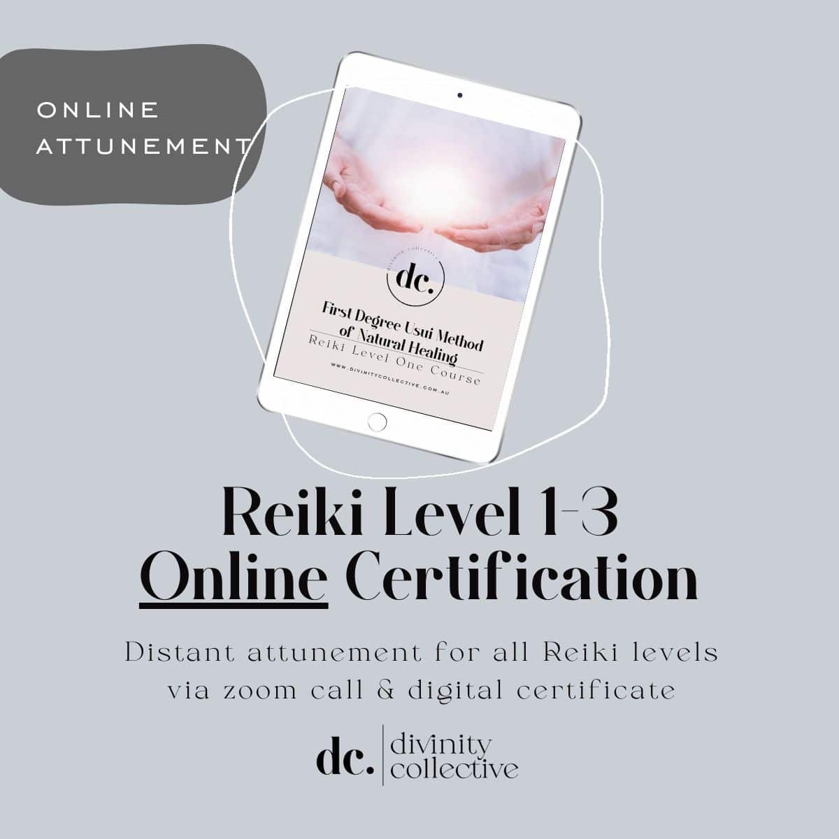 Online Reiki Course Training Level 1-3 Divinty Collective Certification